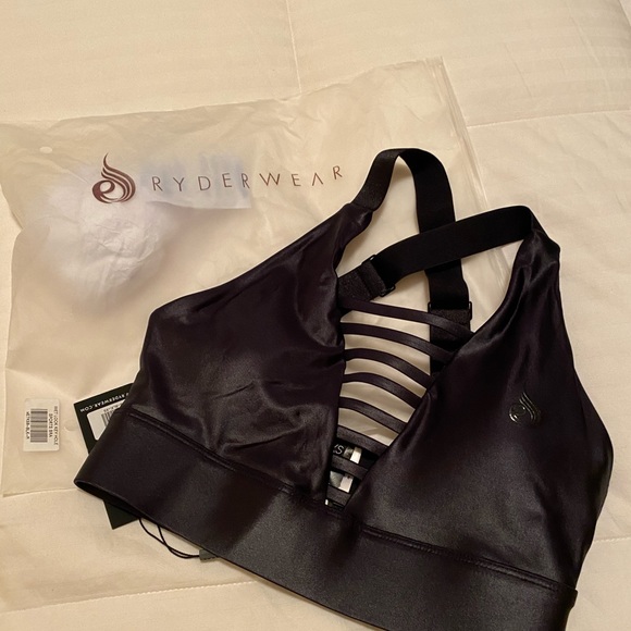 Ryderwear Wet Look Black sports bra NWT - Picture 4 of 5